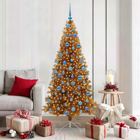 Árbol de Navidad con 300 LED con soporte Dorado 180 cm PET