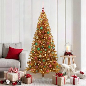 Árbol de Navidad con 300 LED con soporte Dorado 180 cm PET