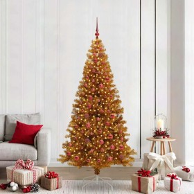 Árbol de Navidad con 300 LED con soporte Dorado 210 cm PET