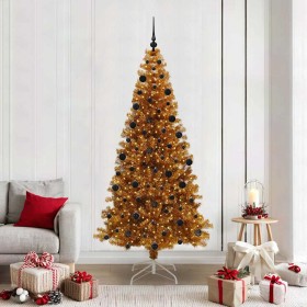 Árbol de Navidad con 300 LED con soporte Dorado 210 cm PET