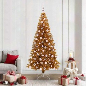 Árbol de Navidad con 300 LED con soporte Dorado 210 cm PET