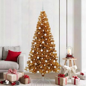 Árbol de Navidad con 300 LED con soporte Dorado 210 cm PET