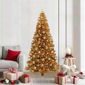 Árbol de Navidad con 300 LED con soporte Dorado 210 cm PET