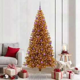 Árbol de Navidad con 300 LED con soporte Dorado 210 cm PET