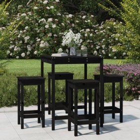 Set mit 5 hohen Gartentischen und Hockern aus schwarzem Kiefernholz von vidaXL, Gartensets - Ref: Foro24-3154734, Preis: 289,...