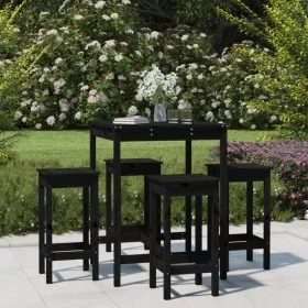 Set mit 5 hohen Gartentischen und Hockern aus schwarzem Kiefernholz von vidaXL, Gartensets - Ref: Foro24-3154734, Preis: 285,...