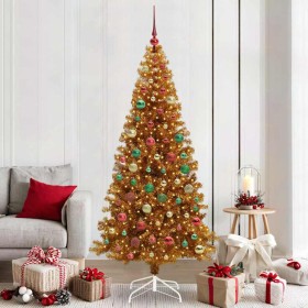 Árbol de Navidad con 300 LED con soporte Dorado 210 cm PET
