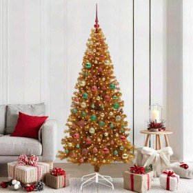 Árbol de Navidad con 300 LED con soporte Dorado 210 cm PET