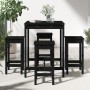 Set mit 5 hohen Gartentischen und Hockern aus schwarzem Kiefernholz von vidaXL, Gartensets - Ref: Foro24-3154734, Preis: 289,...