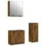 3-teiliges Badezimmermöbel-Set aus geräuchertem Eichensperrholz von vidaXL, Badezimmermöbel - Ref: Foro24-3115873, Preis: 160...
