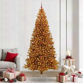 Árbol de Navidad con 300 LED con soporte Dorado 240 cm PET