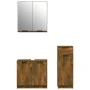 3-teiliges Badezimmermöbel-Set aus geräuchertem Eichensperrholz von vidaXL, Badezimmermöbel - Ref: Foro24-3115873, Preis: 160...
