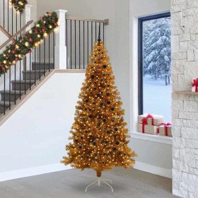 Árbol de Navidad con 300 LED con soporte Dorado 240 cm PET