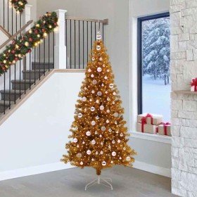 Árbol de Navidad con 300 LED con soporte Dorado 240 cm PET