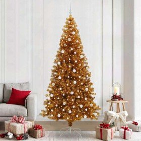 Árbol de Navidad con 300 LED con soporte Dorado 240 cm PET