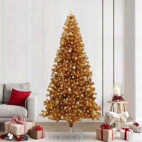 Árbol de Navidad con 300 LED con soporte Dorado 240 cm PET