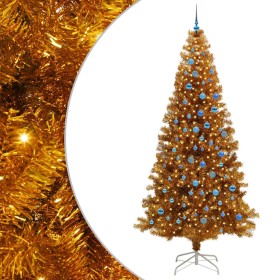 Árbol de Navidad con 300 LED con soporte Dorado 240 cm PET