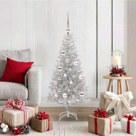 Árbol de Navidad con 150 LED con soporte Plateado 120 cm PET
