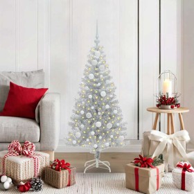 Árbol de Navidad con 150 LED con soporte Plateado 120 cm PET
