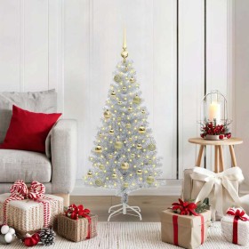 Árbol de Navidad con 150 LED con soporte Plateado 120 cm PET