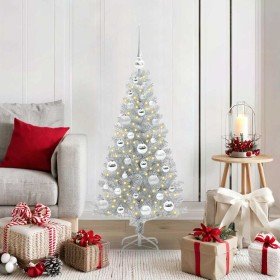 Árbol de Navidad con 150 LED con soporte Plateado 120 cm PET