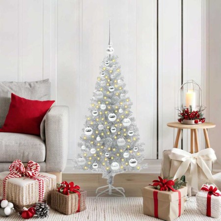 Árbol de Navidad con 150 LED con soporte Plateado 120 cm PET