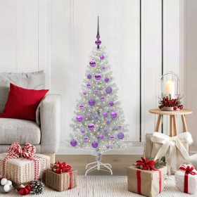 Árbol de Navidad con 150 LED con soporte Plateado 120 cm PET