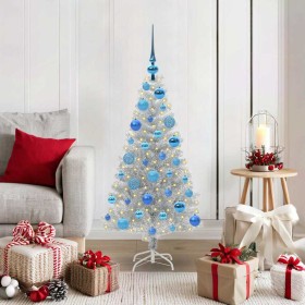 Árbol de Navidad con 150 LED con soporte Plateado 120 cm PET
