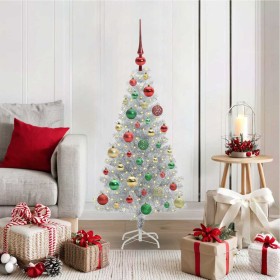 Árbol de Navidad con 150 LED con soporte Plateado 120 cm PET