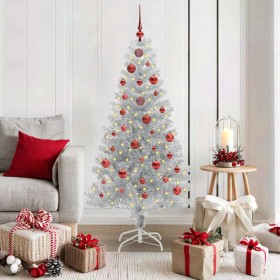 Árbol de Navidad con 150 LED con soporte Plateado 150 cm PET