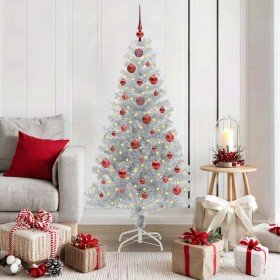 Árbol de Navidad con 150 LED con soporte Plateado 150 cm PET