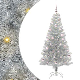 Árbol de Navidad con 150 LED con soporte Plateado 150 cm PET