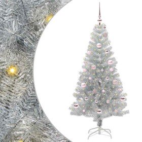 Árbol de Navidad con 150 LED con soporte Plateado 150 cm PET