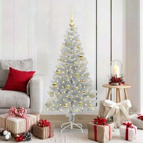 Árbol de Navidad con 150 LED con soporte Plateado 150 cm PET