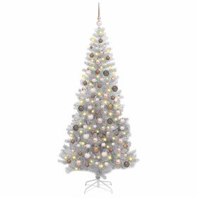 Árbol de Navidad con 300 LED con soporte Plateado 180 cm PET