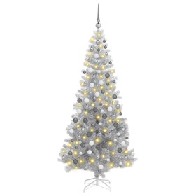 Árbol de Navidad con 300 LED con soporte Plateado 180 cm PET
