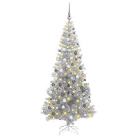 Árbol de Navidad con 300 LED con soporte Plateado 180 cm PET