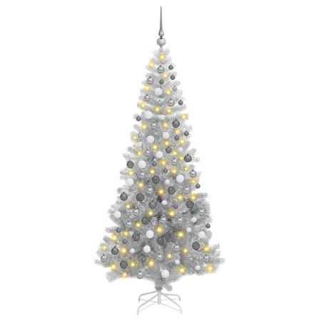 Árbol de Navidad con 300 LED con soporte Plateado 180 cm PET