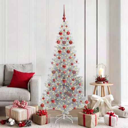 Árbol de Navidad con 300 LED con soporte Plateado 180 cm PET