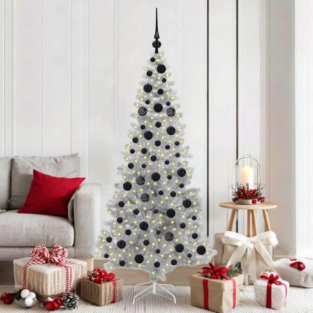 Árbol de Navidad con 300 LED con soporte Plateado 180 cm PET