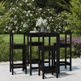Set de mesa y taburetes altos jardín 5 piezas madera pino negro von vidaXL, Gartensets - Ref: Foro24-3154744, Preis: 304,40 €...