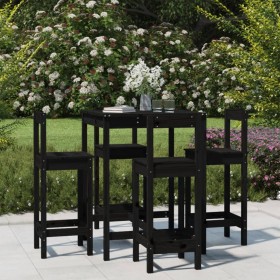 Set de mesa y taburetes altos jardín 5 piezas madera pino negro by vidaXL, Garden sets - Ref: Foro24-3154744, Price: 308,15 €...