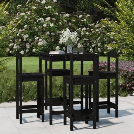 Set de mesa y taburetes altos jardín 5 piezas madera pino negro von vidaXL, Gartensets - Ref: Foro24-3154744, Preis: 304,40 €...