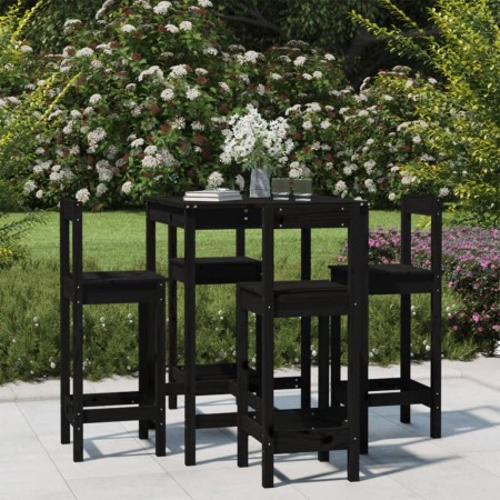 Set de mesa y taburetes altos jardín 5 piezas madera pino negro by vidaXL, Garden sets - Ref: Foro24-3154744, Price: 308,15 €...