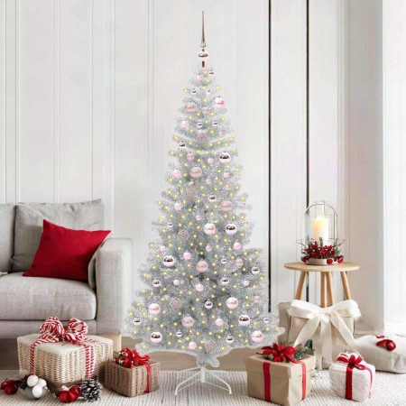 Árbol de Navidad con 300 LED con soporte Plateado 180 cm PET