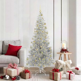 Árbol de Navidad con 300 LED con soporte Plateado 180 cm PET