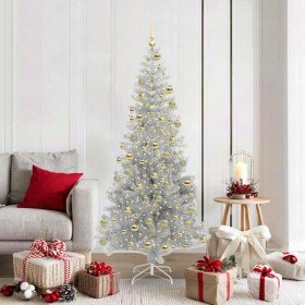 Árbol de Navidad con 300 LED con soporte Plateado 180 cm PET