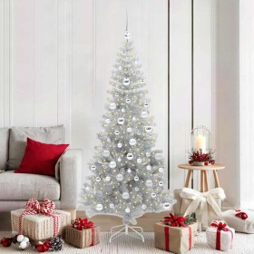 Árbol de Navidad con 300 LED con soporte Plateado 180 cm PET