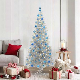 Árbol de Navidad con 300 LED con soporte Plateado 180 cm PET
