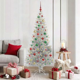 Árbol de Navidad con 300 LED con soporte Plateado 180 cm PET